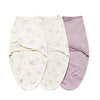 Lot de langes swaddle lilas avec motifs cygnes et petits arbres minimalistes - Bébé Lova