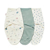 Lot de langes swaddle bébé avec motifs forêt pastel et triangles bleus - Bébé Lova