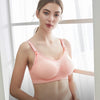 Soutien-gorge d’allaitement rose porté de face avec finition sans couture - Bébé Lova