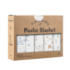 Coffret de 5 langes en mousseline de bambou à motifs paresseux, arc-en-ciel et fleur bleue - Bébé Lova