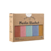 Coffret de 5 langes en mousseline de bambou en couleurs unies terracotta, rose, menthe, bleu et moutarde - Bébé Lova