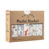 Coffret de 5 langes en mousseline de bambou à motifs renard, lapins et fond marin - Bébé Lova