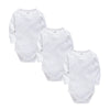 Lot de 3 bodies bébé manches longues en coton uni blanc - Bébé Lova