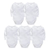 Lot de 5 bodies bébé manches longues en coton uni blanc - Bébé Lova