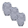 Lot de 3 bodies bébé manches longues en coton uni gris clair - Bébé Lova