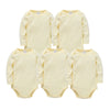 Lot de 5 bodies bébé manches longues en coton uni jaune pâle - Bébé Lova