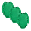 Lot de 3 bodies bébé manches longues en coton uni vert - Bébé Lova