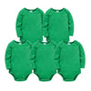 Lot de 5 bodies bébé manches longues en coton uni vert - Bébé Lova
