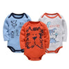 Lot de trois bodies bébé manches longues à motifs chien, lion et dinosaures - Bébé Lova