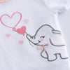 Broderie éléphant tenant un ballon cœur sur body bébé blanc manches courtes - Bébé Lova
