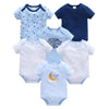 Lot de 5 bodies bébé aux motifs surf et vagues dans des tons turquoise - Bébé Lova