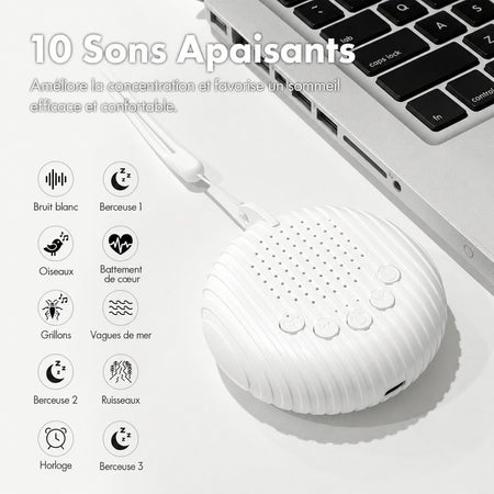 Machine à bruit blanc avec 10 sons relaxants et modes sommeil pour bébé - Bébé Lova