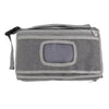 Matelas à langer portable AquaMom gris plié vu de l'arrière avec fenêtre distributrice de lingettes - Bébé Lova