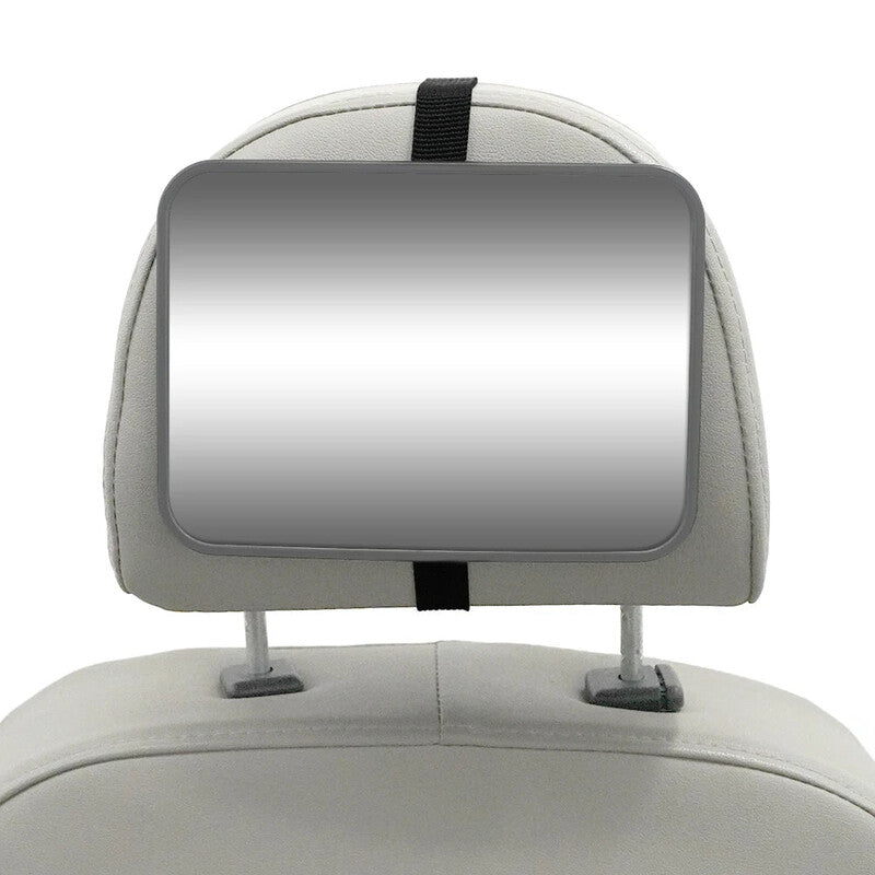 Miroir rétroviseur bébé gris fixé sur appuie-tête de voiture - Bébé Lova
