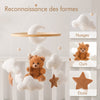 Mobile bébé avec nuages, étoiles et ours en feutre pour stimuler la reconnaissance des formes - Bébé Lova
