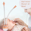 Maman utilisant le mouche-bébé manuel pour dégager le nez de son enfant en douceur - Bébé Lova
