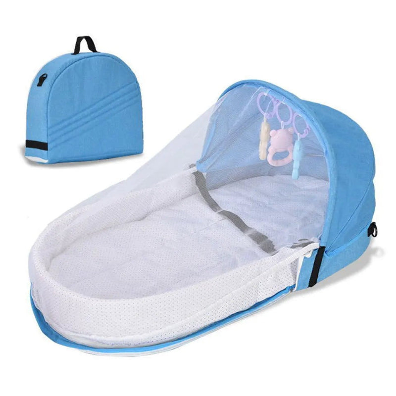 Nid bébé portable NestPod coloris bleu ciel avec sac de transport - Bébé Lova