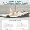 Comparatif illustré montrant comment la tête surélevée limite les régurgitations de bébé - Bébé Lova