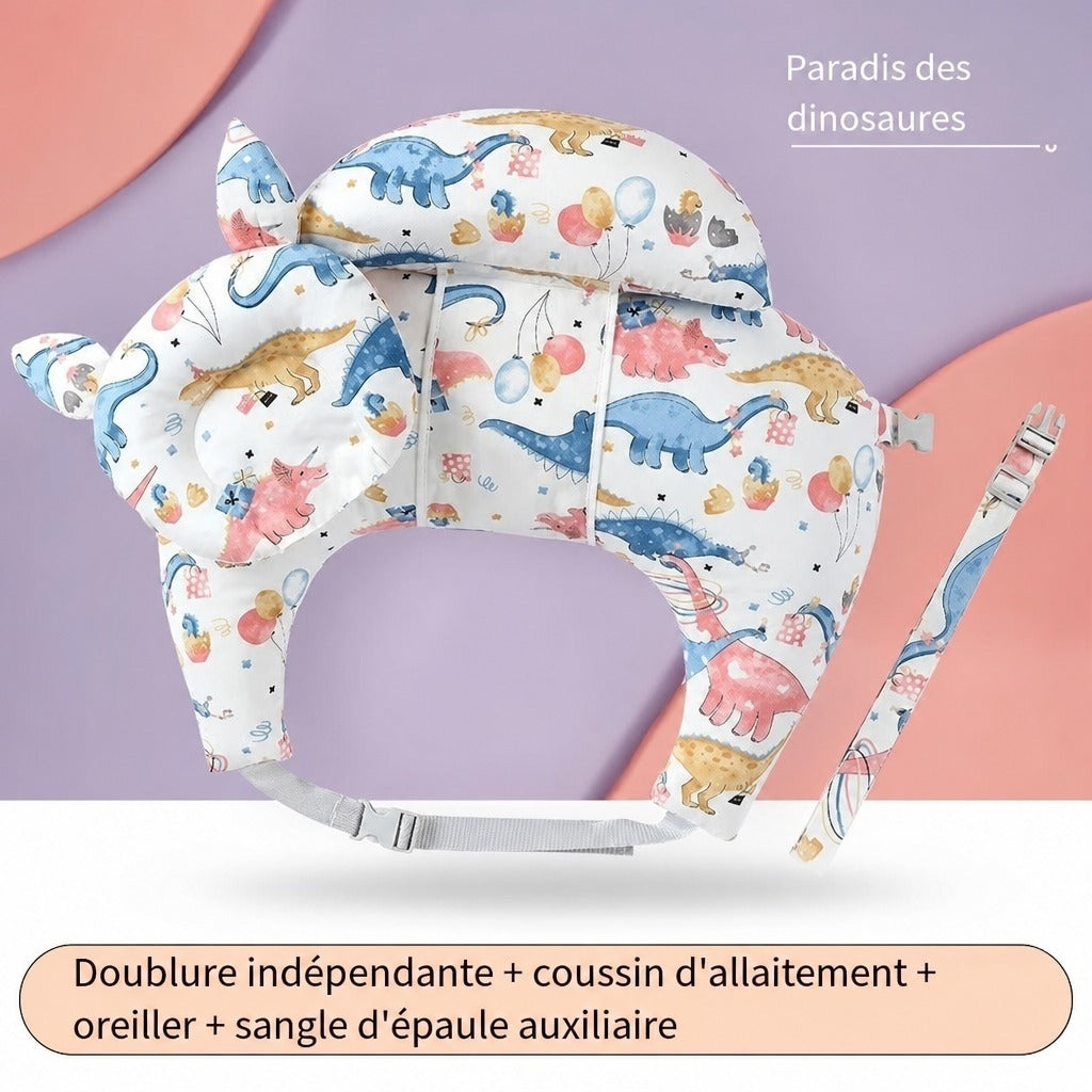 Oreiller d’allaitement ergonomique motif paradis des dinosaures avec accessoires amovibles - Bébé Lova