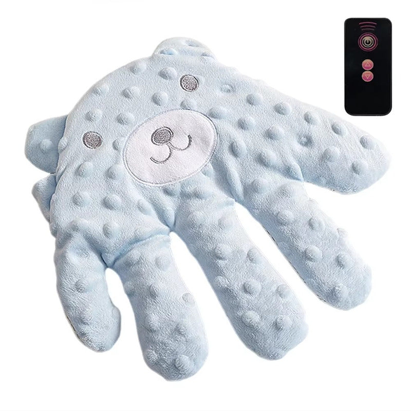 Oreiller main tapotante bébé PalmRest ourson coloris bleu avec télécommande - Bébé Lova