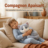 Enfant endormi sur un canapé tenant une peluche chat douce et réconfortante - Bébé Lova