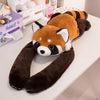 Peluche raton laveur à longs bras noirs et marron posée sur un bureau - Bébé Lova