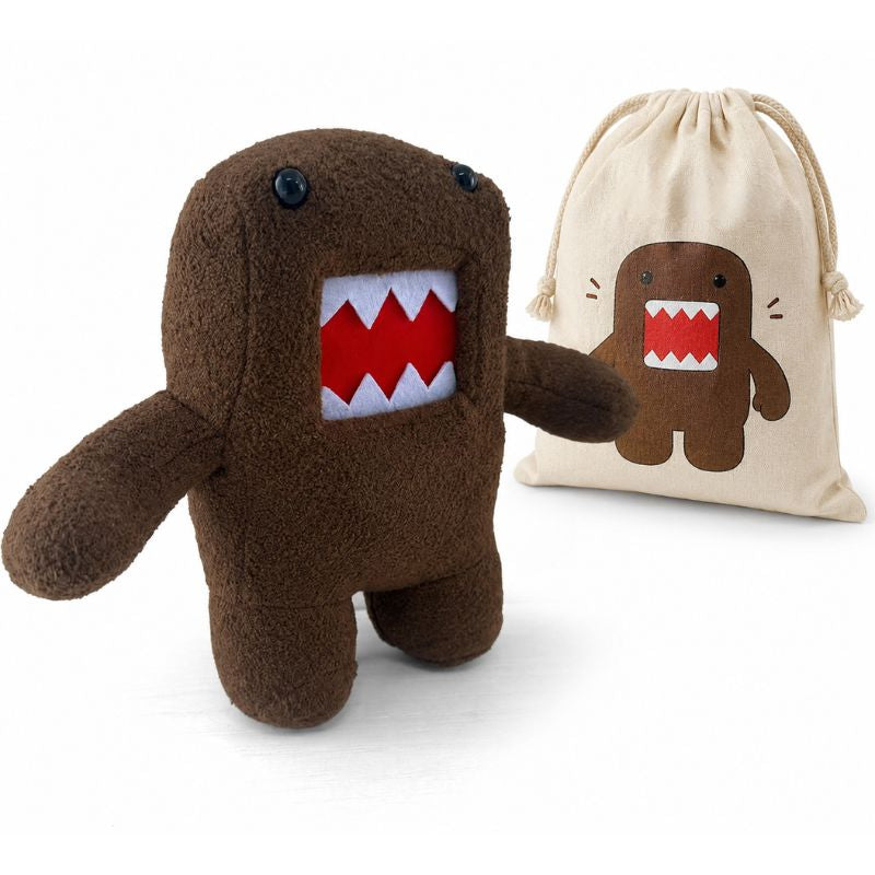 Peluche monstre kawaii Funny Domo marron avec emballage produit sur fond blanc - Bébé Lova