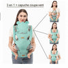Porte-bébé 3 en 1 turquoise avec capuche coupe-vent et trois positions de portage - Bébé Lova