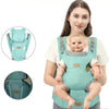 Maman portant son bébé en position ventrale avec le porte-bébé 3 en 1 turquoise et aperçus des détails - Bébé Lova