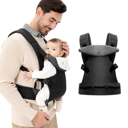 Porte-bébé 4 saisons multi-positions porté par un papa avec vue du produit - Bébé Lova