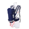 Porte-bébé double épaule bleu marine présenté de dos sur mannequin - Bébé Lova