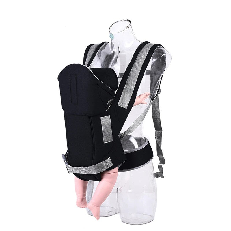 Porte-bébé double épaule noir présenté de dos sur mannequin - Bébé Lova