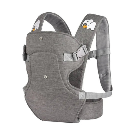 Porte-bébé ergonomique gris foncé présenté seul avec bretelles rembourrées et soutien lombaire - Bébé Lova