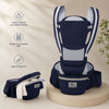 Porte-bébé ergonomique hipseat bleu marine et ses caractéristiques confort et soutien ergonomique 360 degrés - Bébé Lova