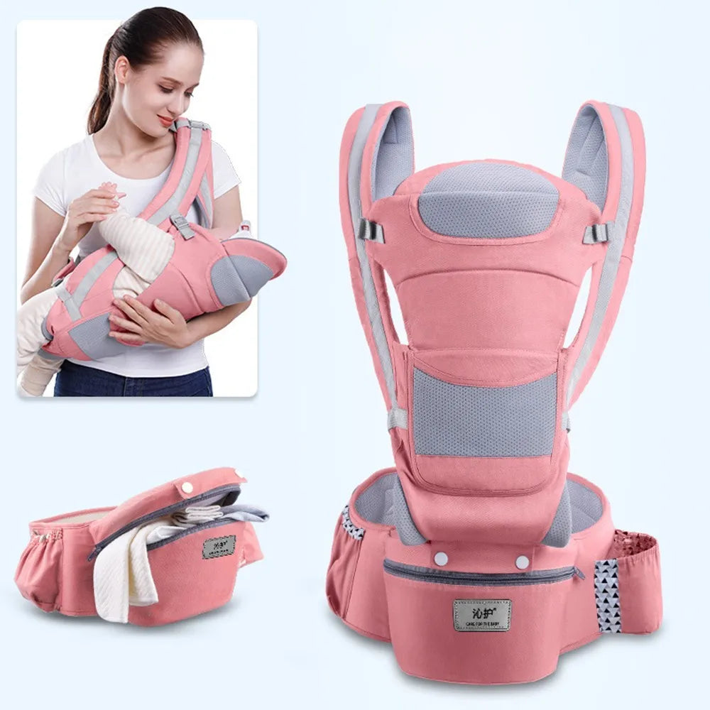 Porte-bébé ergonomique hipseat coloris rose - Bébé Lova