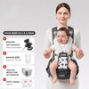 Porte-bébé KangaBaby coloris anthracite porté par une maman, avec le pack complet d'accessoires offerts - Bébé Lova