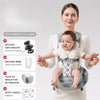 Porte-bébé KangaBaby coloris gris clair porté par une maman, avec le pack complet d'accessoires offerts - Bébé Lova