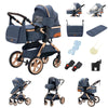Poussette 3 en 1 bleue avec ensemble complet pour les sorties de bébé - Bébé Lova