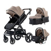Ensemble poussette bébé NanoPram beige avec nacelle et siège auto ergonomique - Bébé Lova