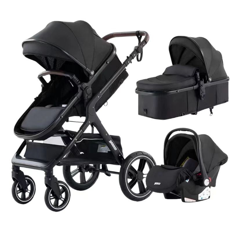 Poussette 3 en 1 NanoPram coloris noir avec nacelle et siège auto assortis - Bébé Lova