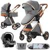 Poussette 3 en 1 gris perle avec cosy assorti et équipement complet - Bébé Lova