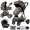 Poussette 3 en 1 taupe premium avec nacelle haute et finitions raffinées - Bébé Lova