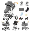 Poussette 3 en 1 grise avec nacelle, cosy, accessoires et sac assorti - Bébé Lova