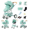 Poussette 3 en 1 vert menthe avec nacelle, cosy et accessoires inclus - Bébé Lova