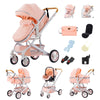 Poussette 3 en 1 rose poudré avec nacelle, cosy et sac assorti - Bébé Lova