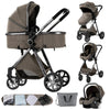 Poussette 3 en 1 brun premium avec nacelle confortable et cosy assorti - Bébé Lova