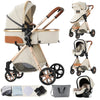 Poussette 3 en 1 crème élégance avec nacelle, cosy et accessoires assortis - Bébé Lova
