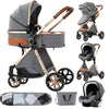 Poussette 3 en 1 gris perle avec nacelle réversible et accessoires de voyage - Bébé Lova