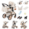 Poussette 3 en 1 beige clair avec nacelle et siège auto bébé - Bébé Lova