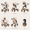 Différentes configurations de poussette 3 en 1 pliable et modulable - Bébé Lova
